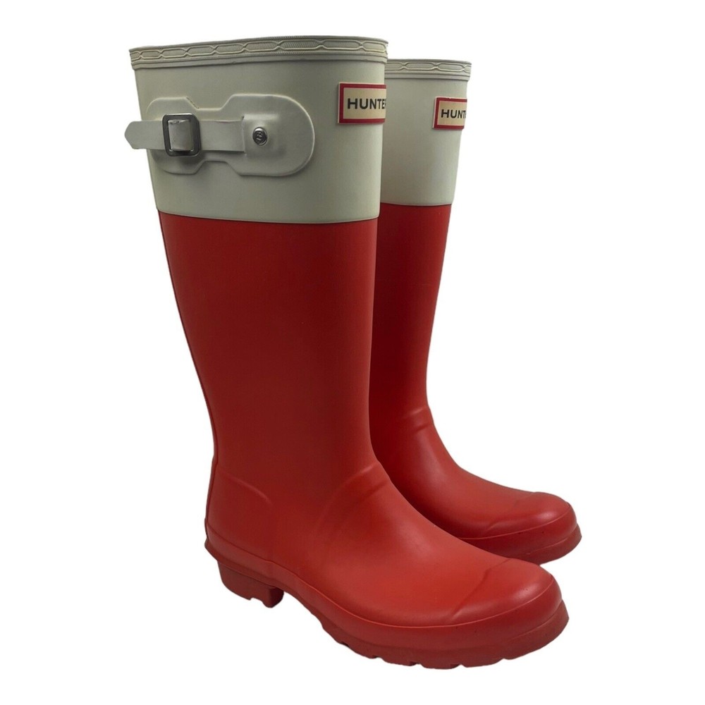 Hunter Kid's Rain Boots Girl's Size 6 Boy's 5 Orange Cream Rubber Wellies EU 37